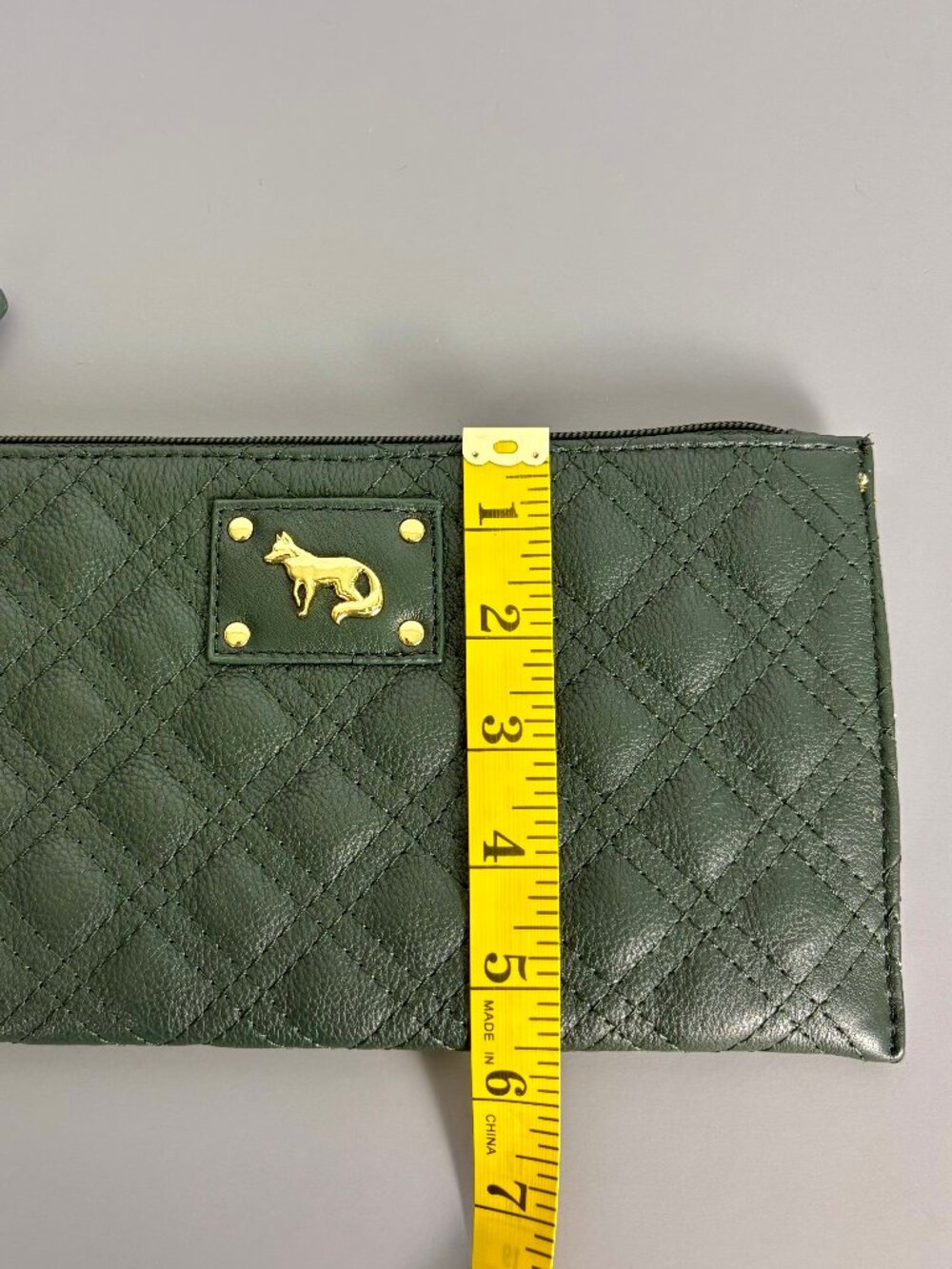 Emma Fox Genuine Leather Quilted Wristlet Clutch Pine Green NWT Zip Pouch - Picture 8 of 10